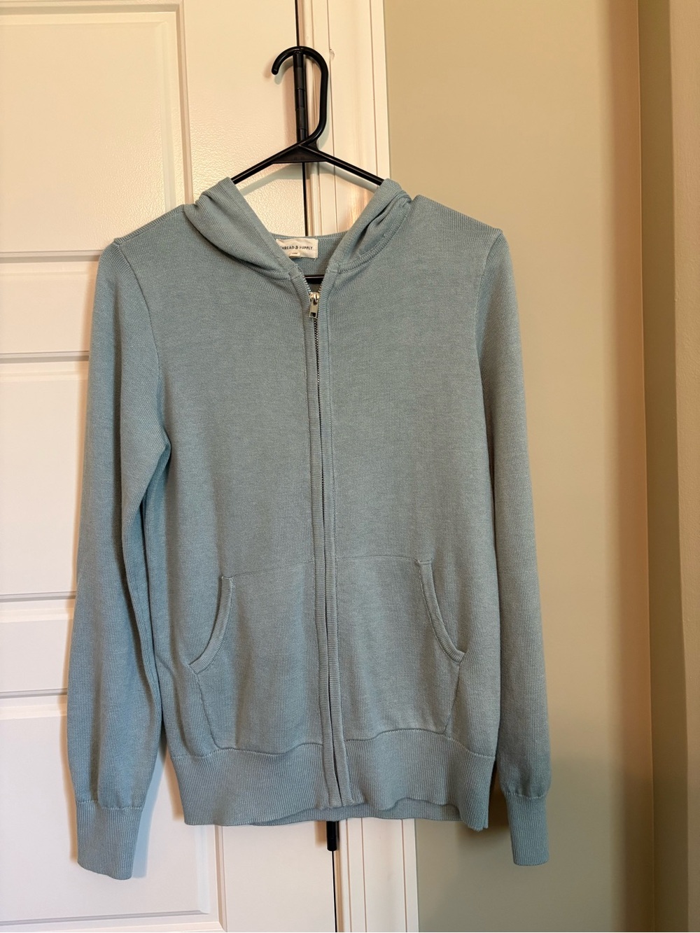 Light Blue Zip-Up Hooded Sweater - Thread and Supply